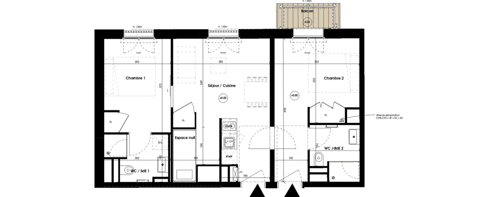 Appartement T3 meubl&eacute; de 51,38 m2 &agrave; Biscarrosse Plage