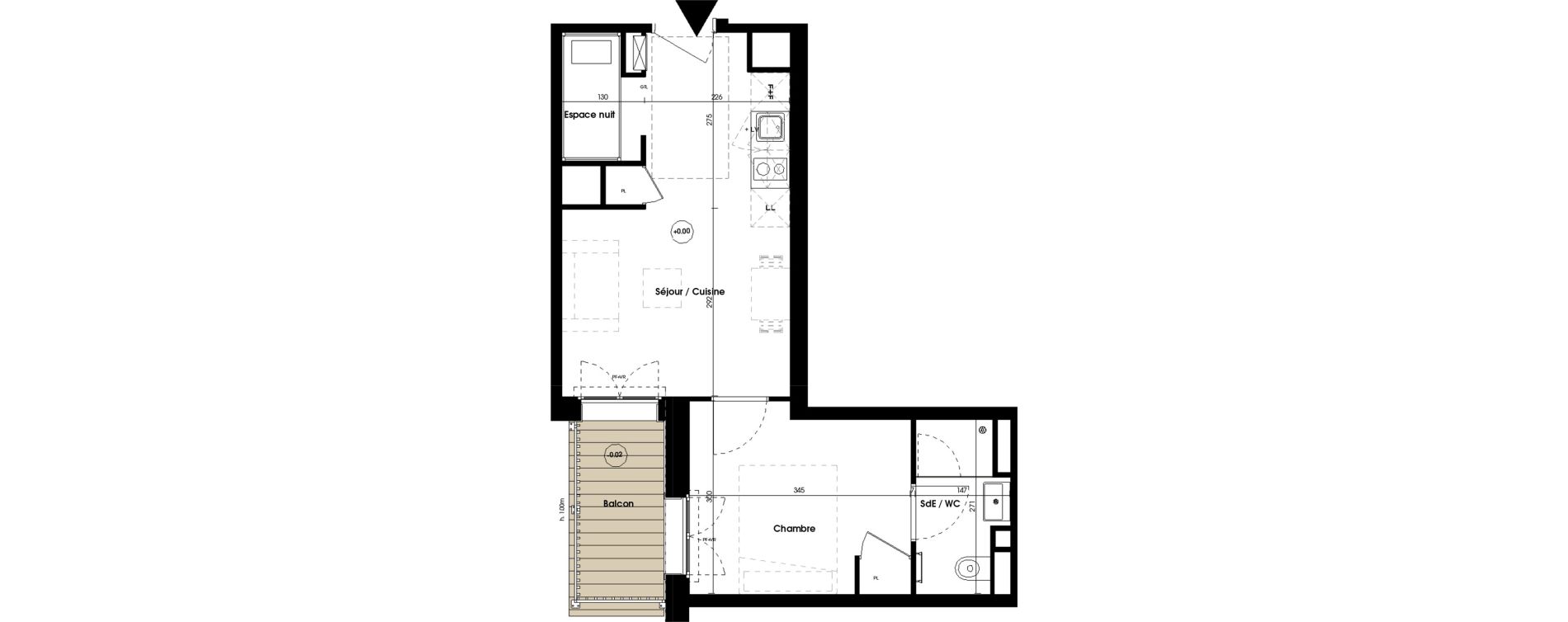 Appartement T2 meubl&eacute; de 32,09 m2 &agrave; Biscarrosse Plage