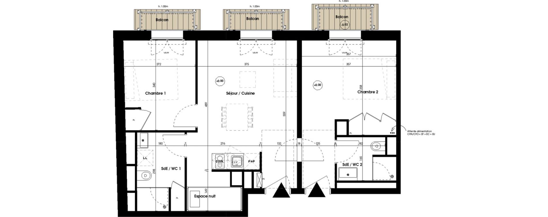 Appartement T3 meubl&eacute; de 55,40 m2 &agrave; Biscarrosse Plage