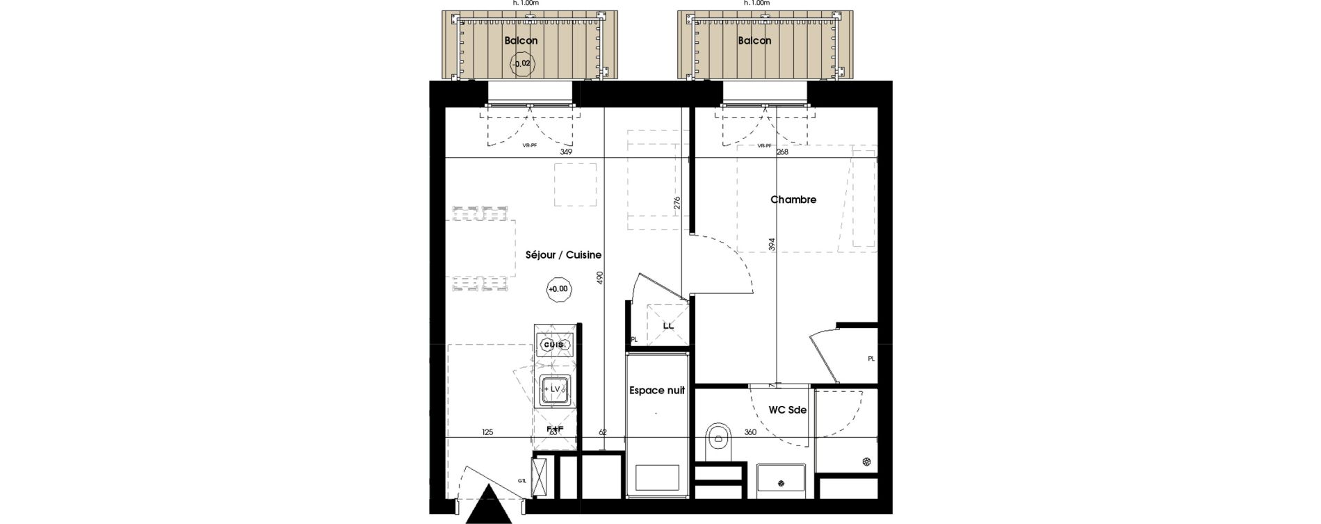 Appartement T2 meubl&eacute; de 31,92 m2 &agrave; Biscarrosse Plage