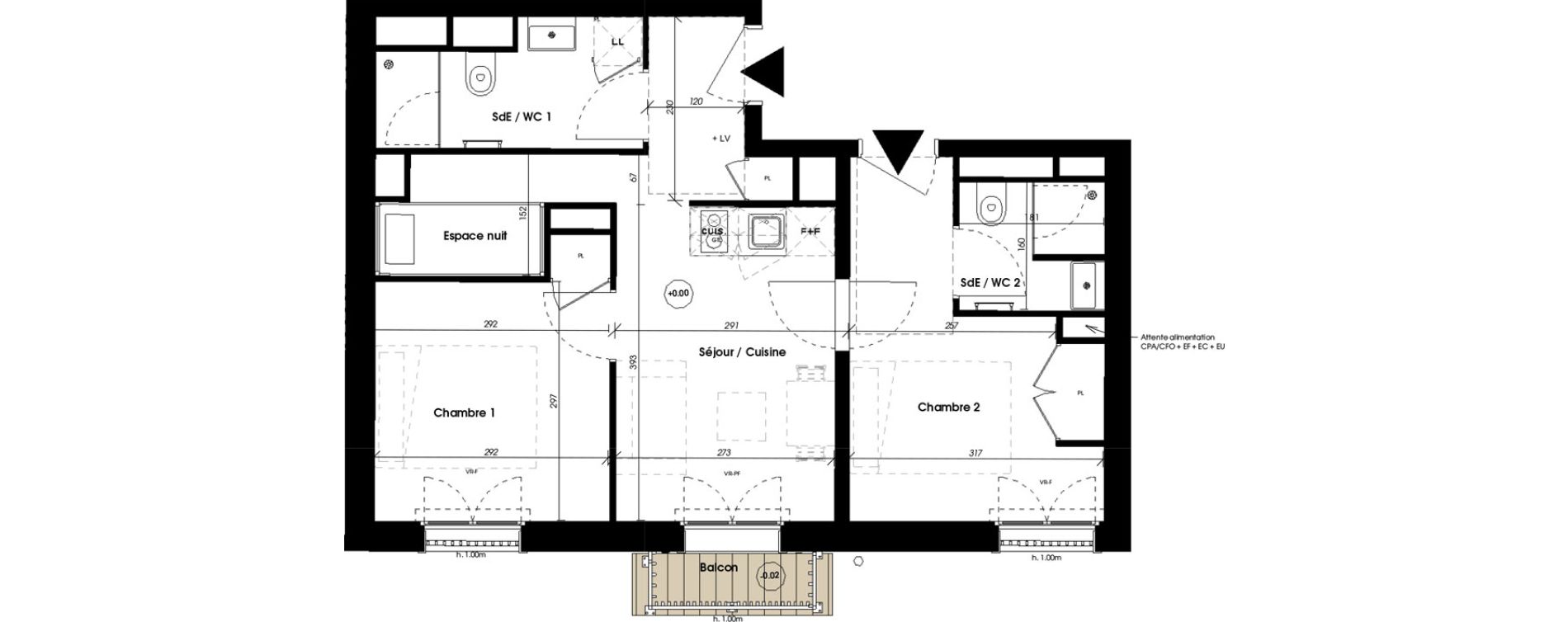 Appartement T3 meubl&eacute; de 44,48 m2 &agrave; Biscarrosse Plage