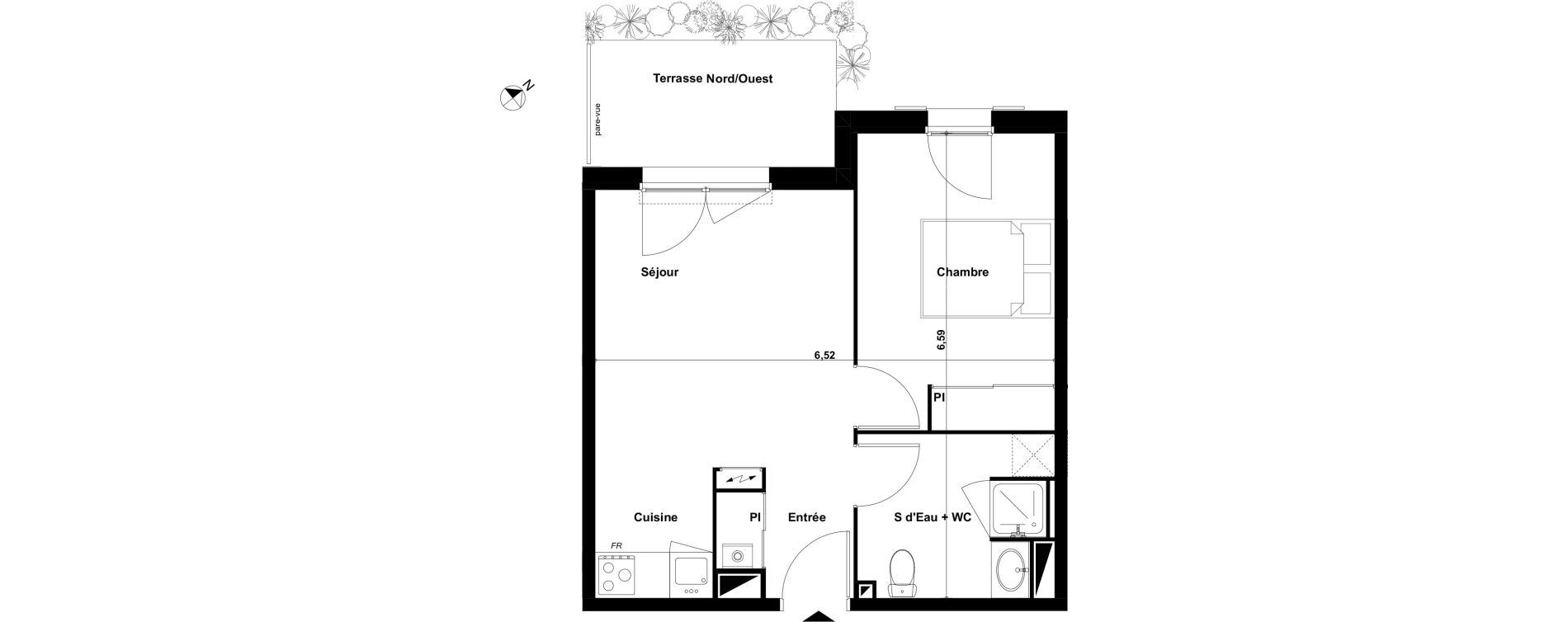 Appartement T2 de 38,39 m2 &agrave; Biscarrosse Le micq