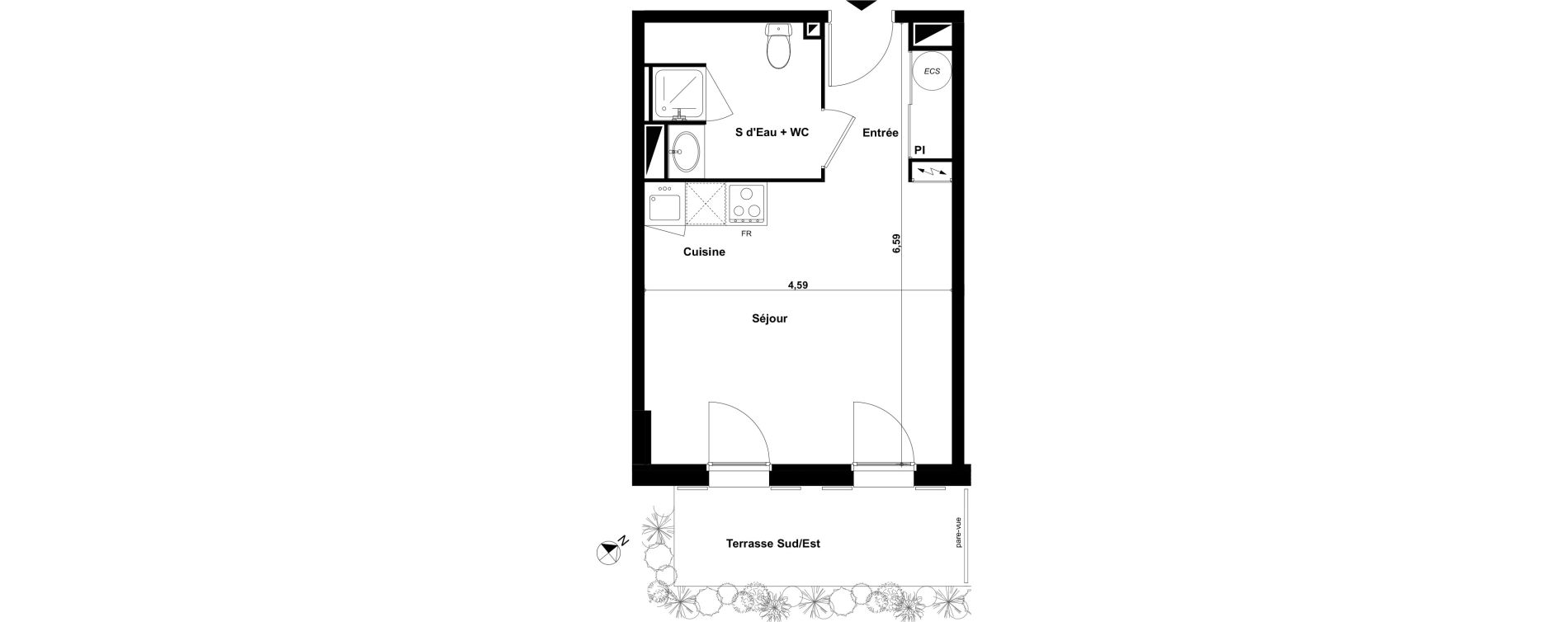 Appartement T1 de 28,90 m2 &agrave; Biscarrosse Le micq