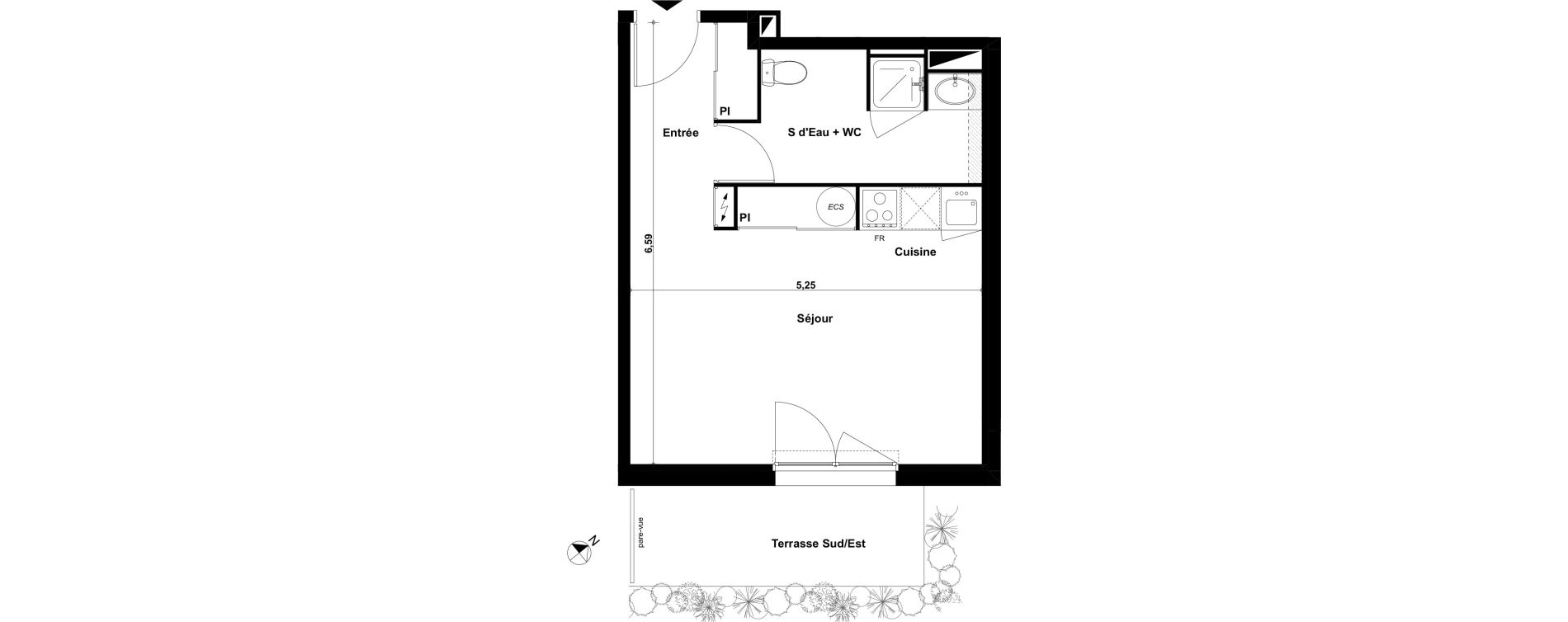 Appartement T1 de 32,16 m2 &agrave; Biscarrosse Le micq