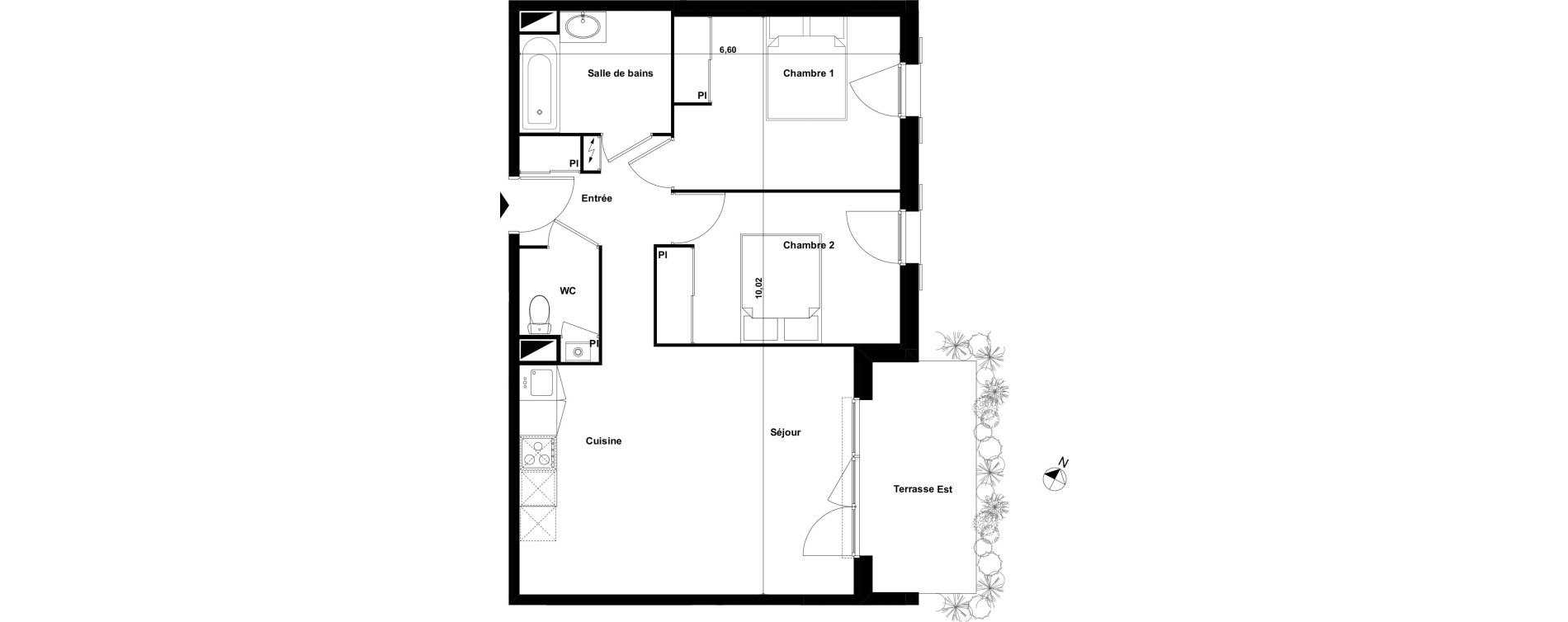 Appartement T3 de 60,92 m2 &agrave; Biscarrosse Le micq
