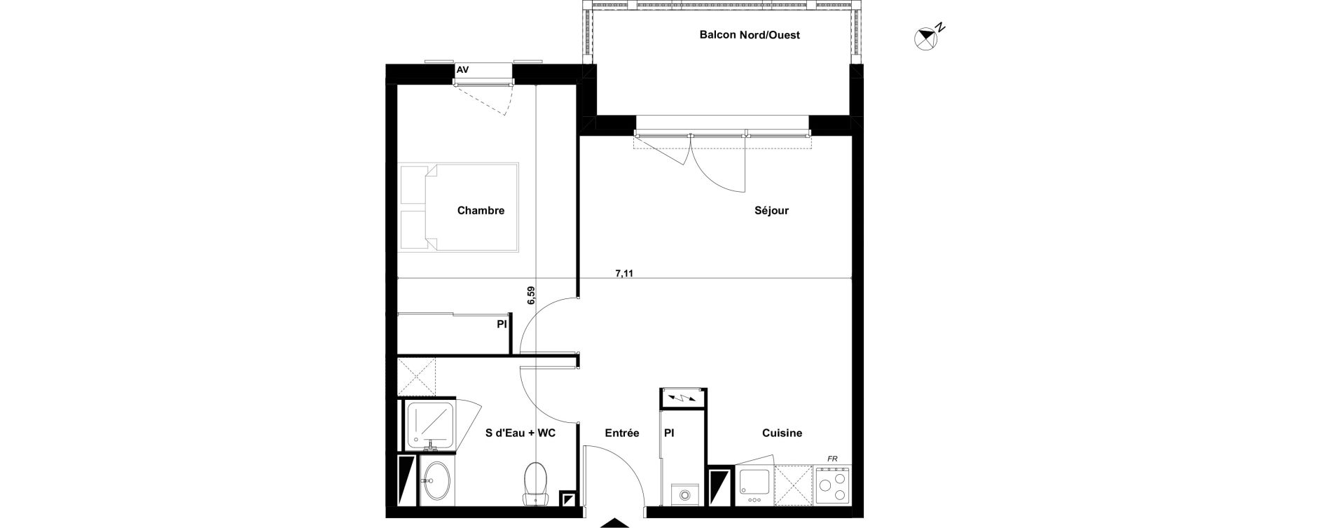 Appartement T2 de 41,82 m2 &agrave; Biscarrosse Le micq
