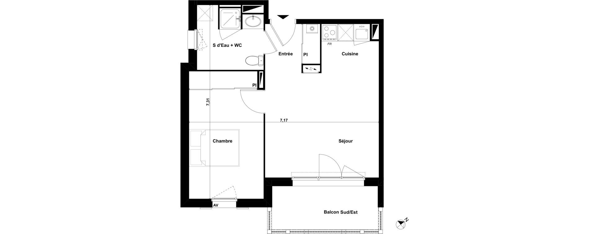 Appartement T2 de 43,46 m2 &agrave; Biscarrosse Le micq