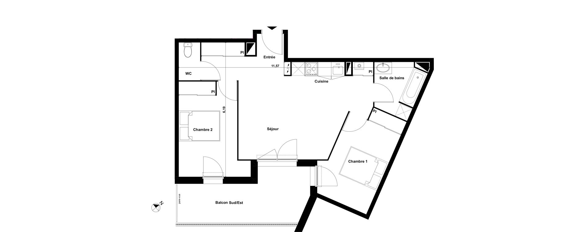 Appartement T3 de 59,73 m2 &agrave; Biscarrosse Le micq