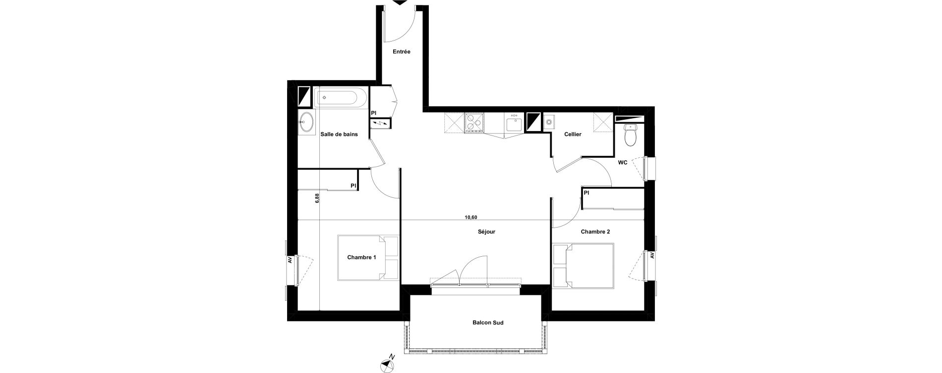 Appartement T3 de 64,36 m2 &agrave; Biscarrosse Le micq