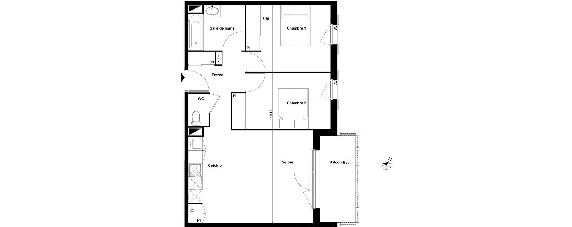 Appartement T3 de 61,33 m2 &agrave; Biscarrosse Le micq