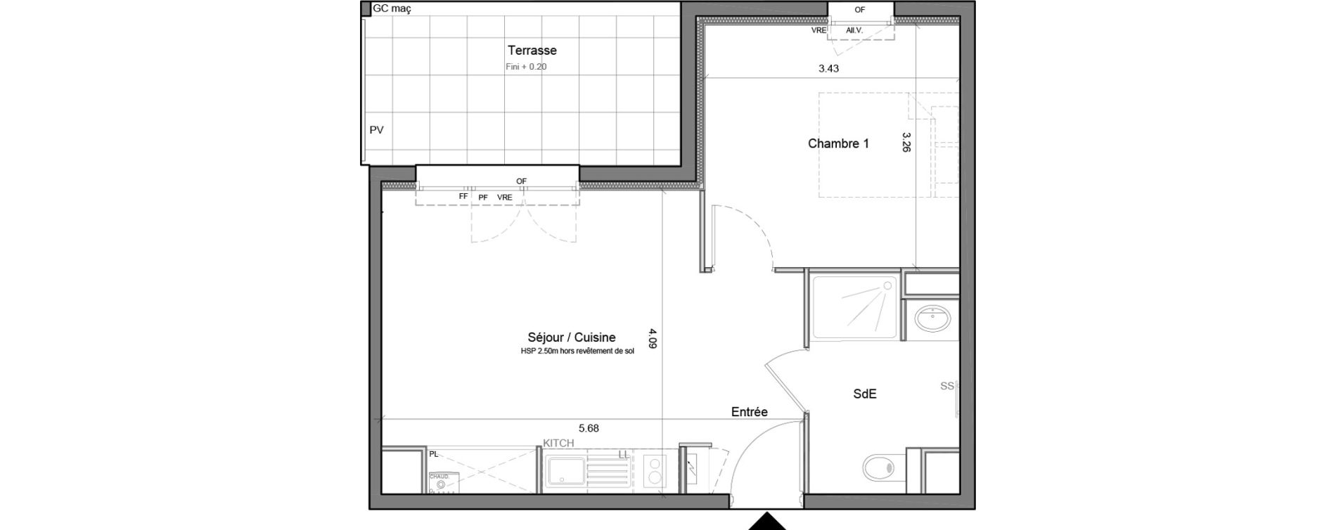 Appartement T2 de 37,40 m2 &agrave; Biscarrosse Bourg