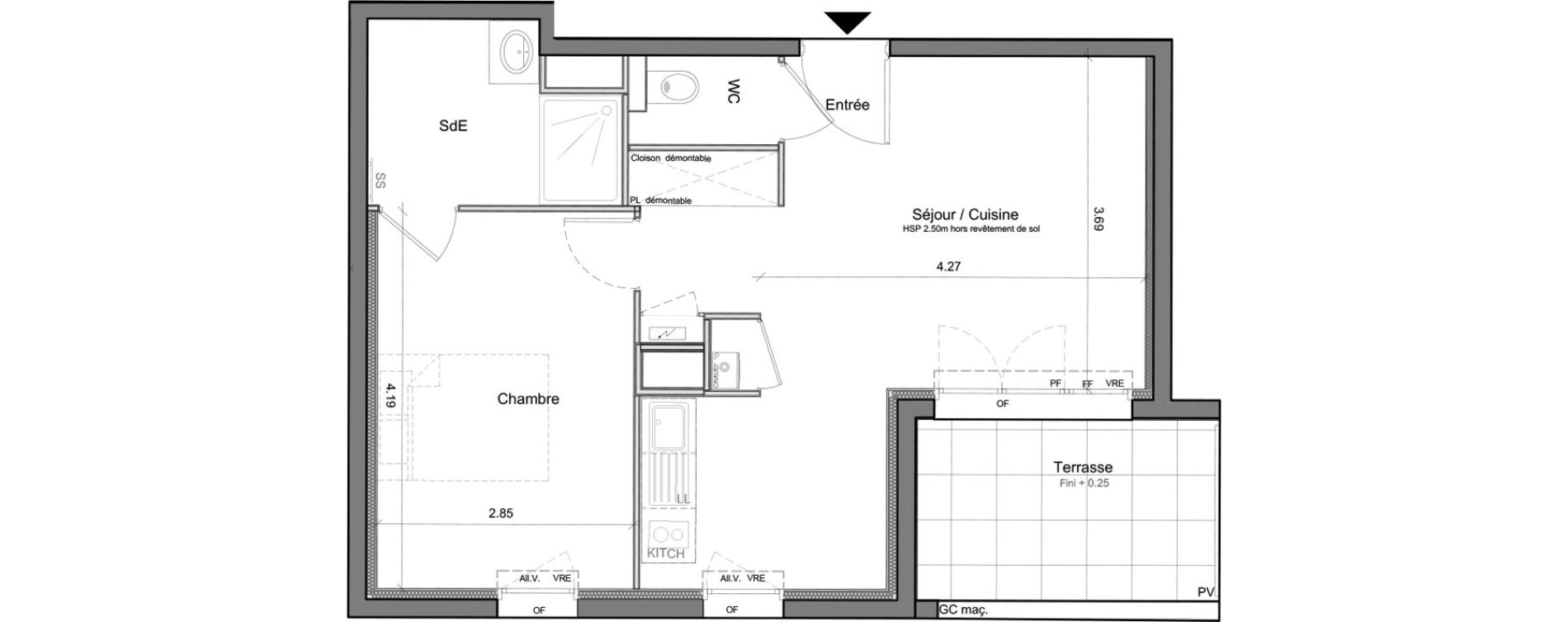 Appartement T2 de 42,80 m2 &agrave; Biscarrosse Bourg