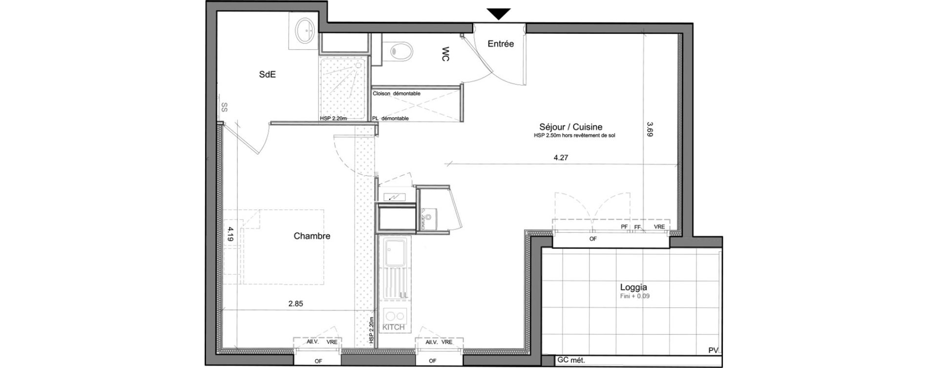 Appartement T2 de 42,80 m2 &agrave; Biscarrosse Bourg