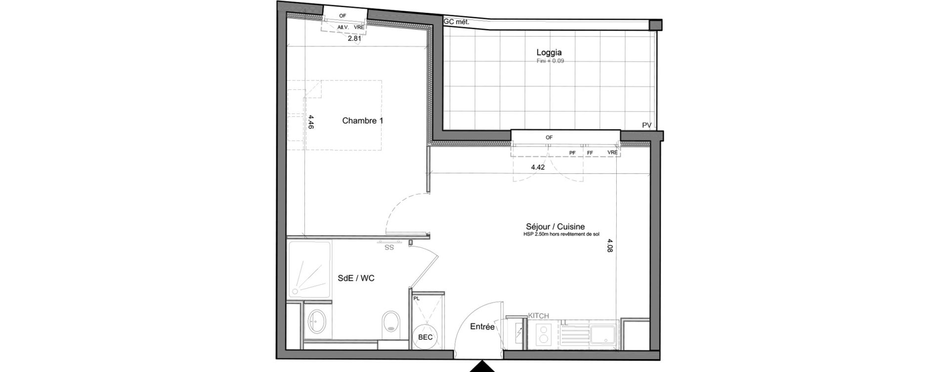 Appartement T2 de 34,90 m2 &agrave; Biscarrosse Bourg