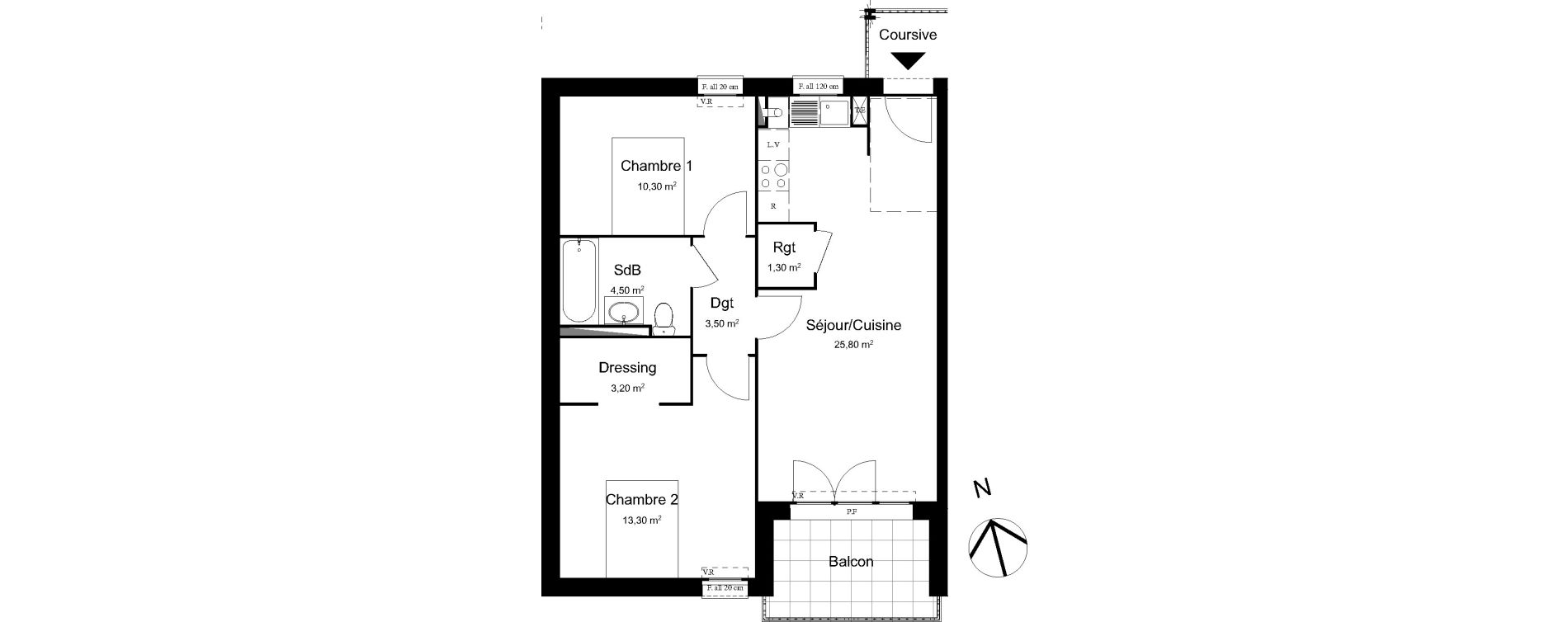Appartement T3 de 62,00 m2 &agrave; Biscarrosse Centre