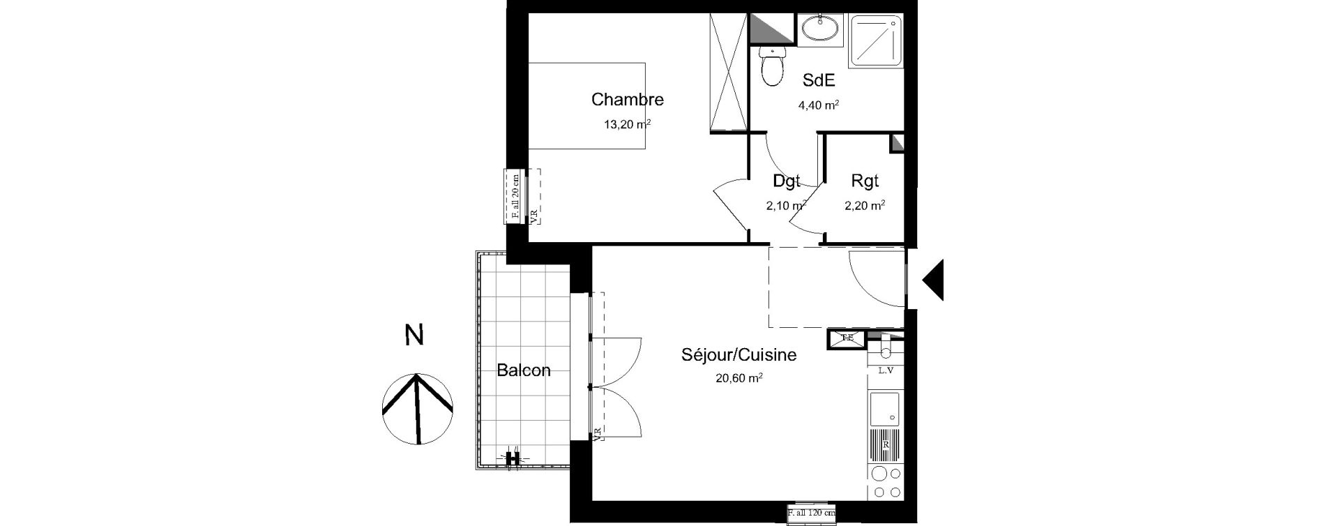Appartement T2 de 42,00 m2 &agrave; Biscarrosse Centre