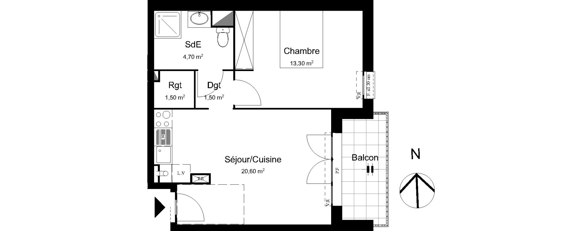 Appartement T2 de 42,00 m2 &agrave; Biscarrosse Centre