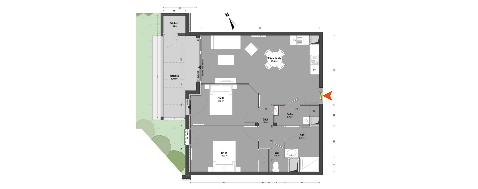 Appartement T3 de 60,42 m2 &agrave; Capbreton Centre