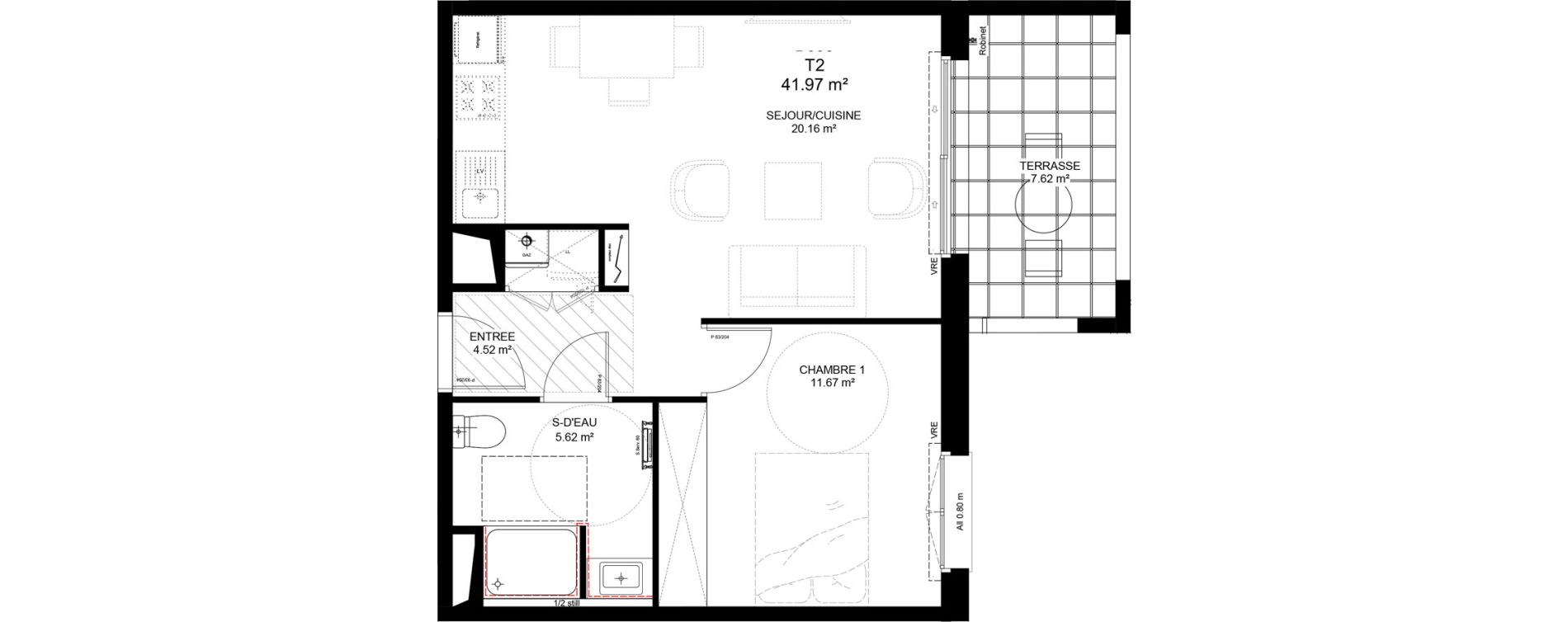 Appartement T2 de 41,97 m2 &agrave; Capbreton Centre