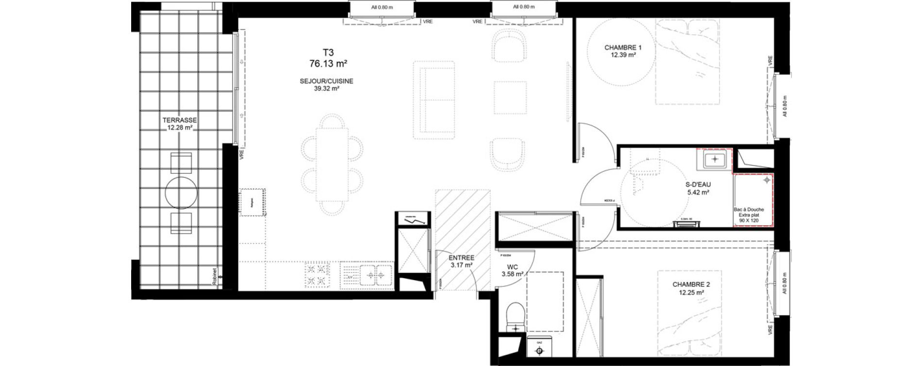Appartement T3 de 76,13 m2 &agrave; Capbreton Centre