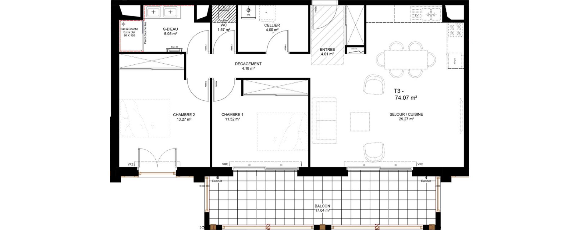 Appartement T3 de 74,07 m2 &agrave; Capbreton Centre