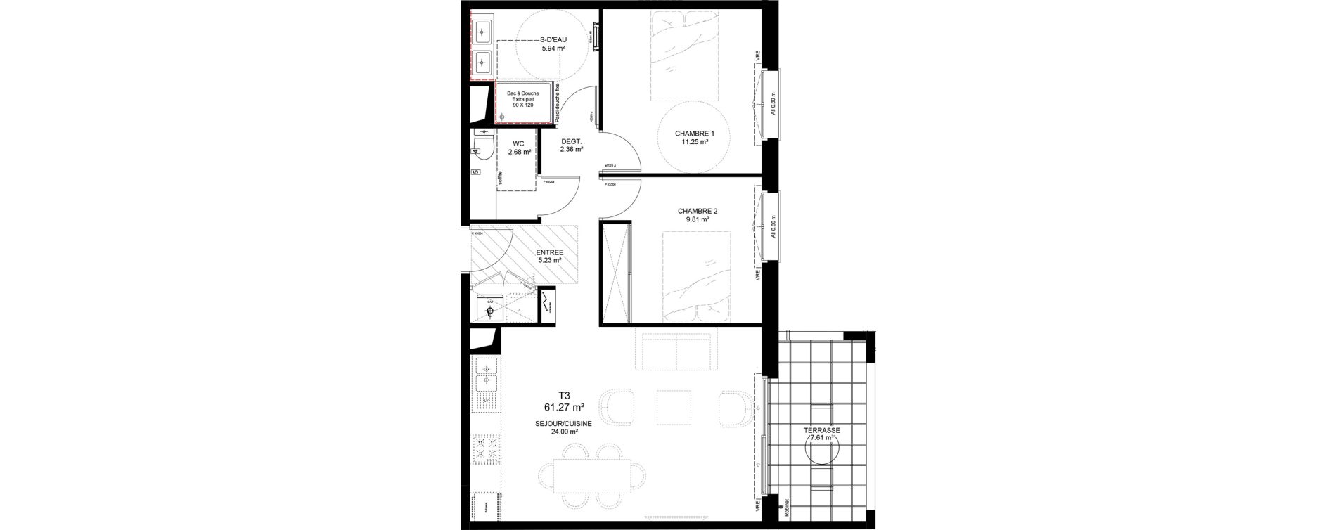 Appartement T3 de 61,27 m2 &agrave; Capbreton Centre