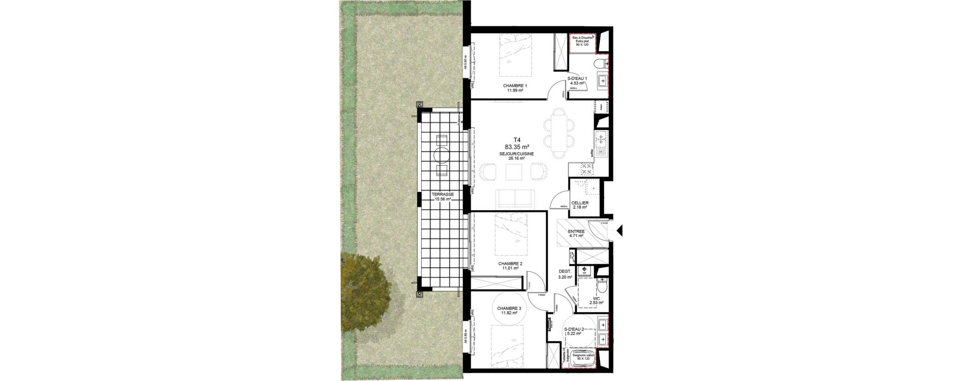 Appartement T4 de 83,35 m2 &agrave; Capbreton Centre