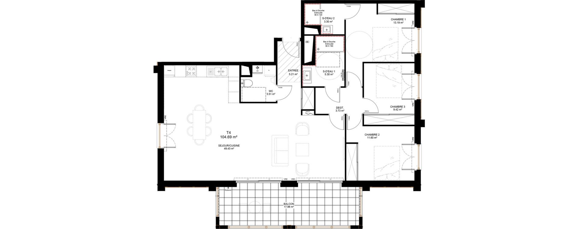 Appartement T4 de 104,69 m2 &agrave; Capbreton Centre