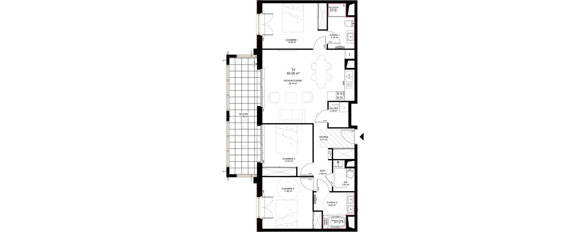 Appartement T4 de 84,06 m2 &agrave; Capbreton Centre