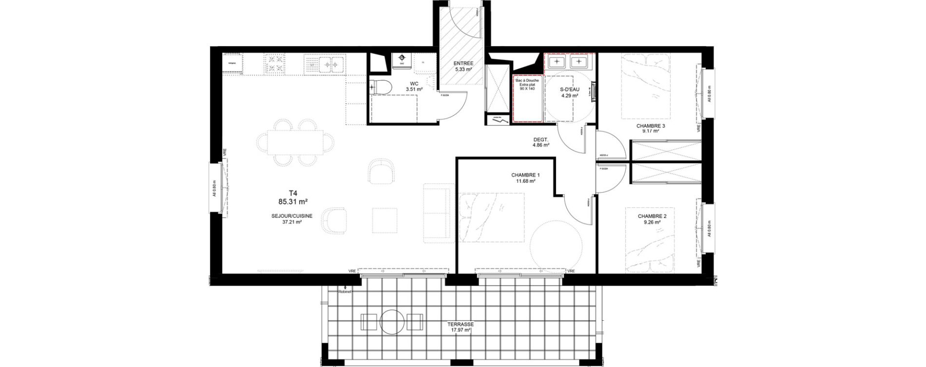 Appartement T4 de 85,31 m2 &agrave; Capbreton Centre