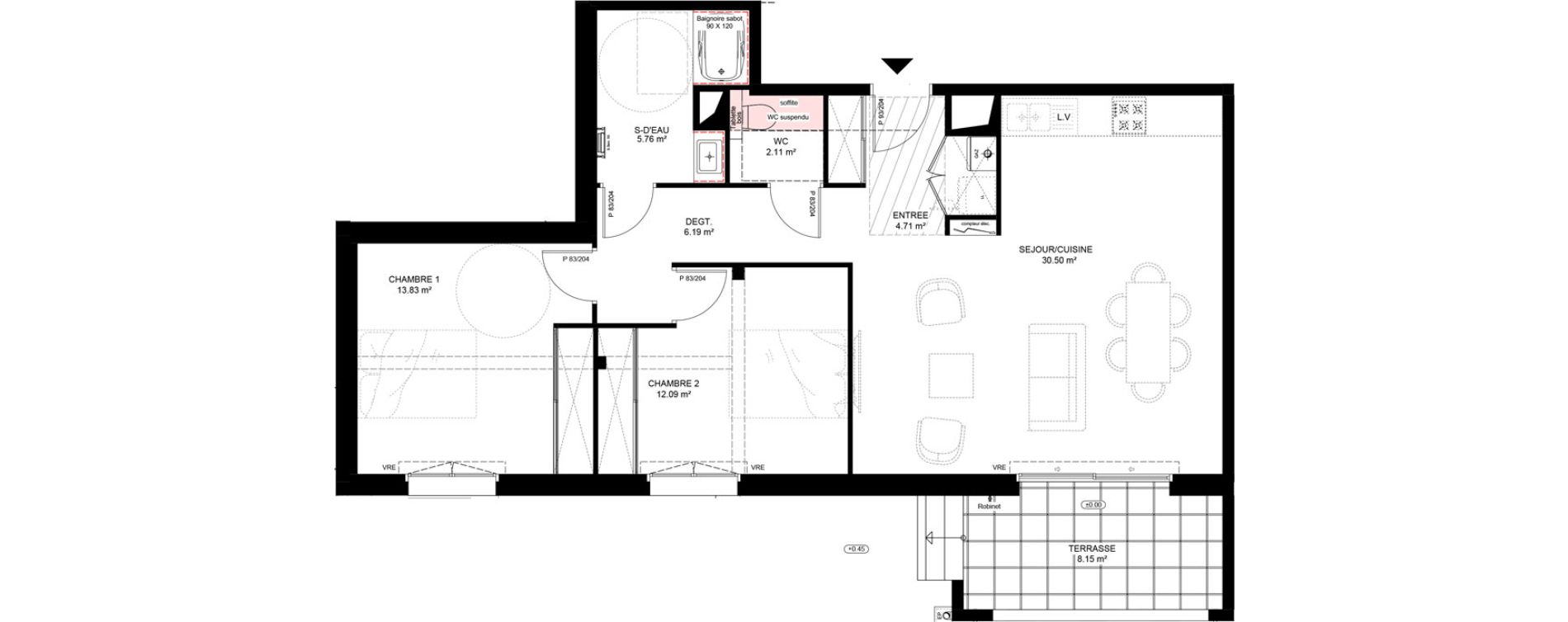 Appartement T3 de 75,19 m2 &agrave; Capbreton Centre