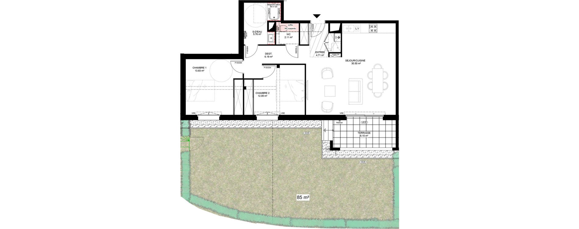 Appartement T3 de 75,19 m2 &agrave; Capbreton Centre