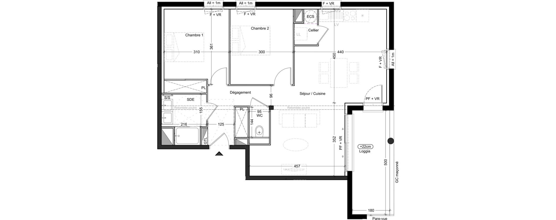 Appartement T3 de 69,06 m2 &agrave; Capbreton Centre