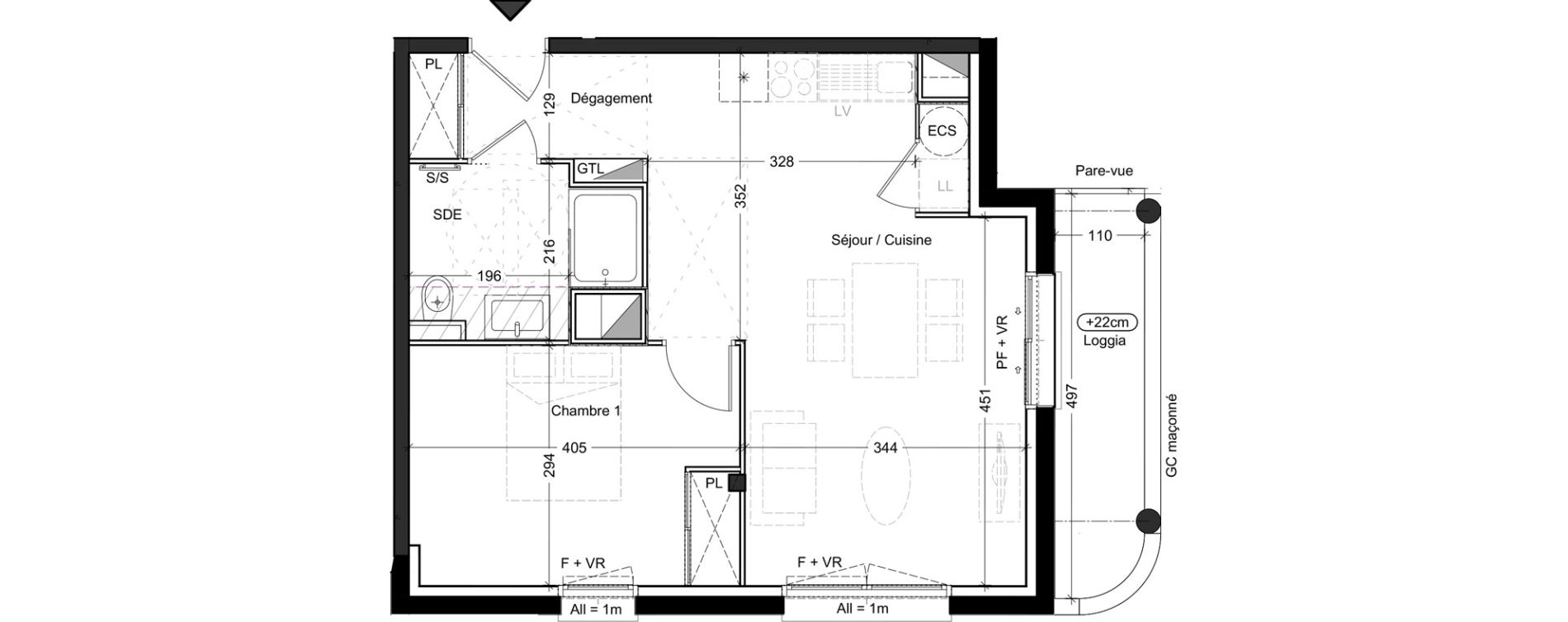 Appartement T2 de 45,41 m2 &agrave; Capbreton Centre