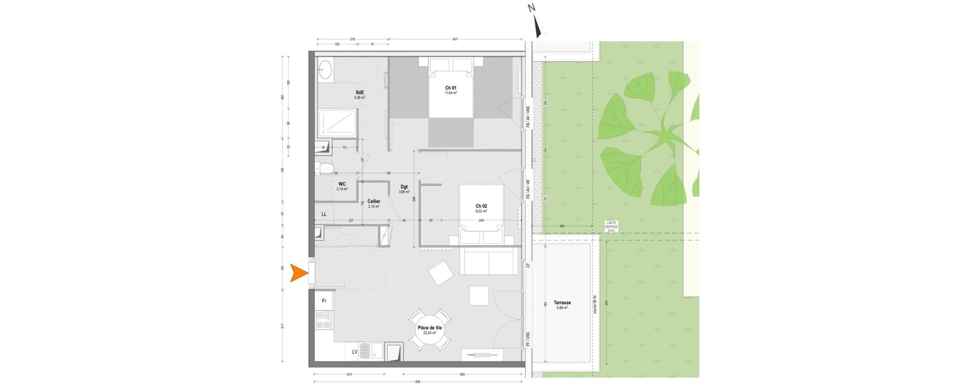 Appartement T3 de 57,41 m2 &agrave; Capbreton Centre