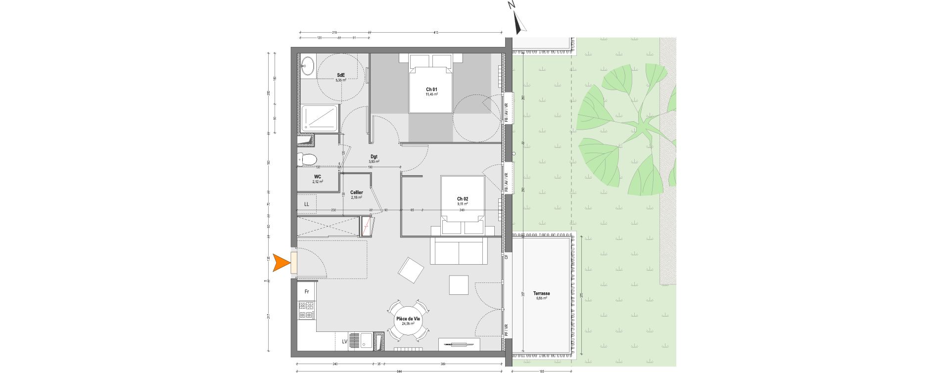 Appartement T3 de 58,09 m2 &agrave; Capbreton Centre
