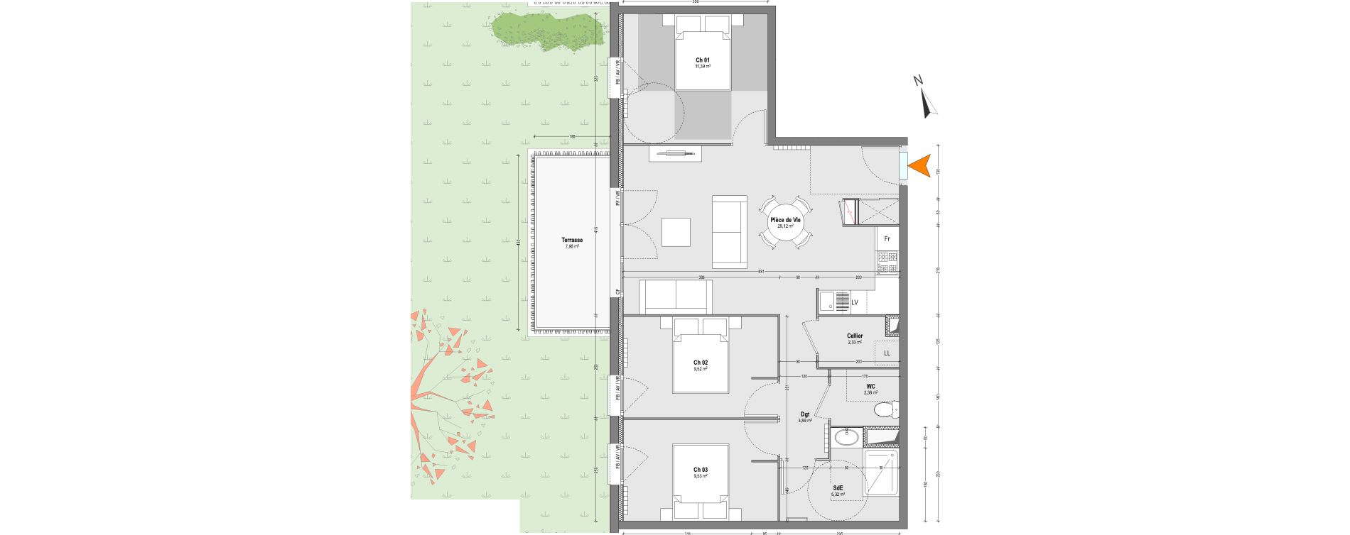 Appartement T4 de 72,48 m2 &agrave; Capbreton Centre