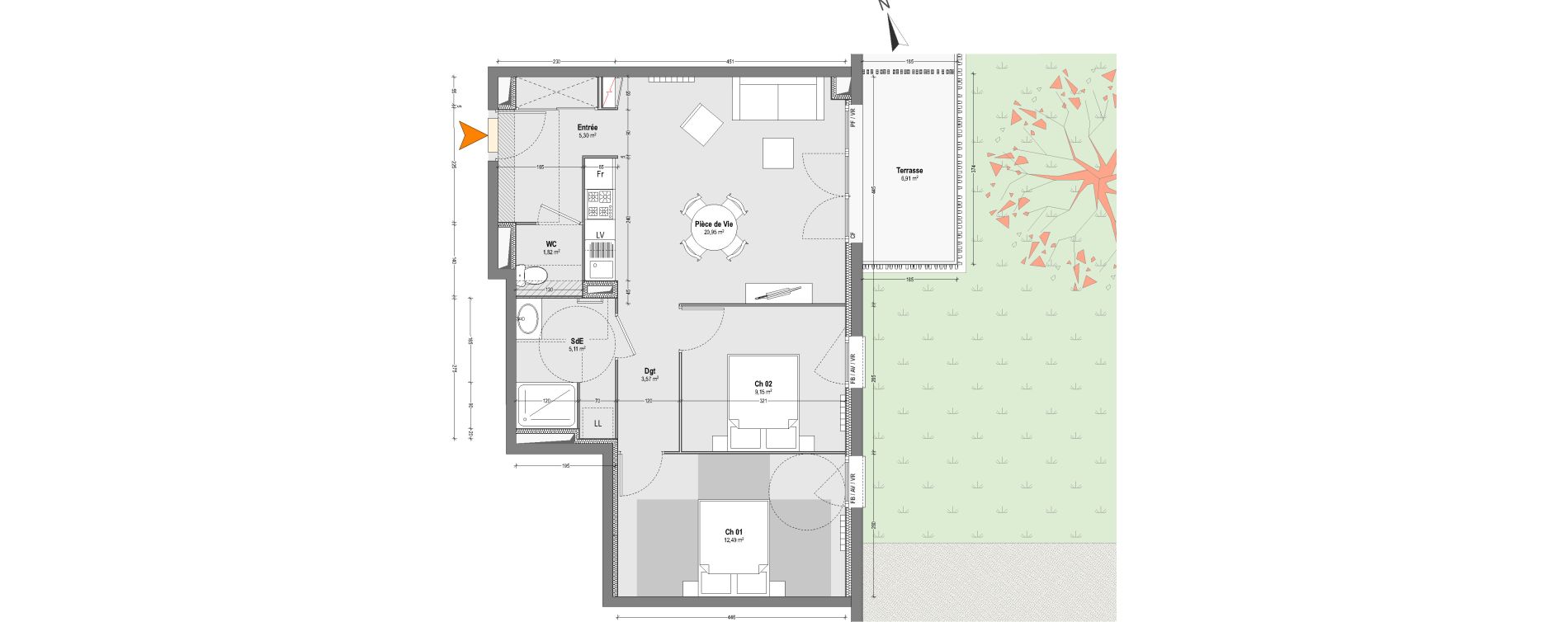 Appartement T3 de 58,39 m2 &agrave; Capbreton Centre