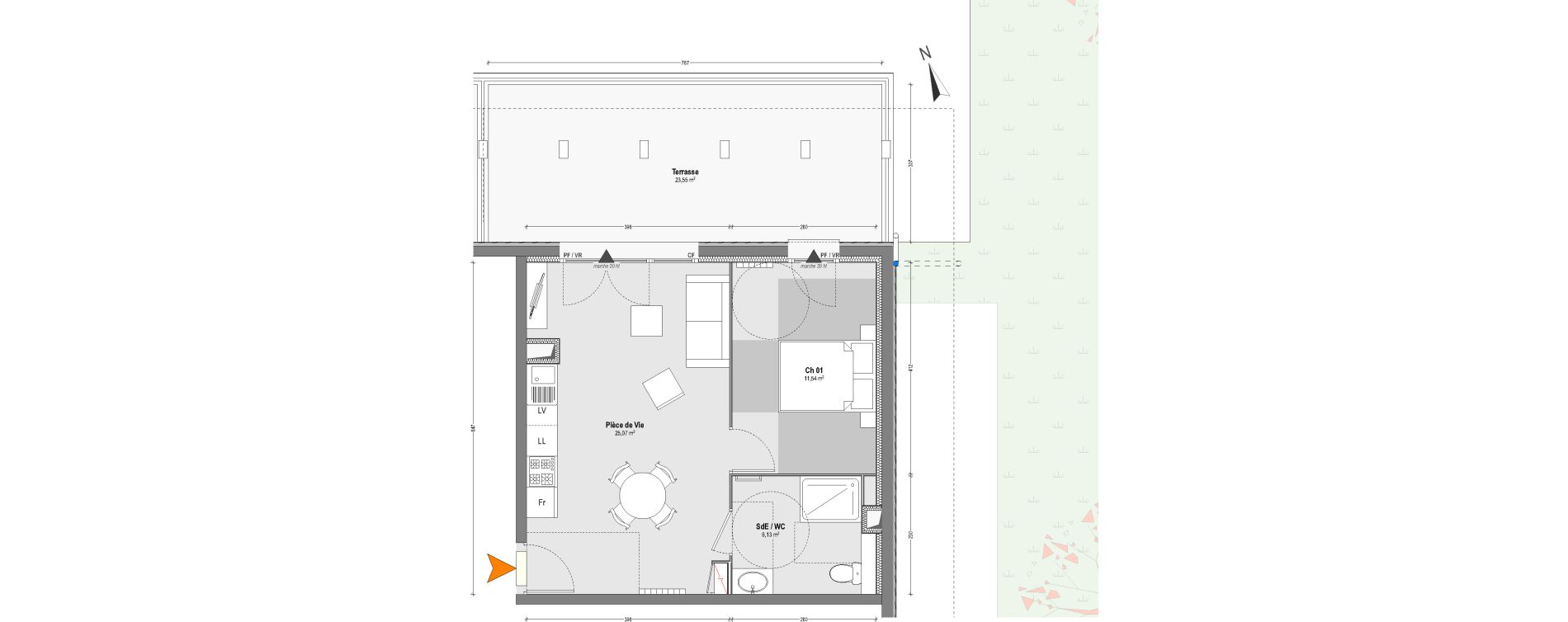 Appartement T2 de 42,74 m2 &agrave; Capbreton Centre
