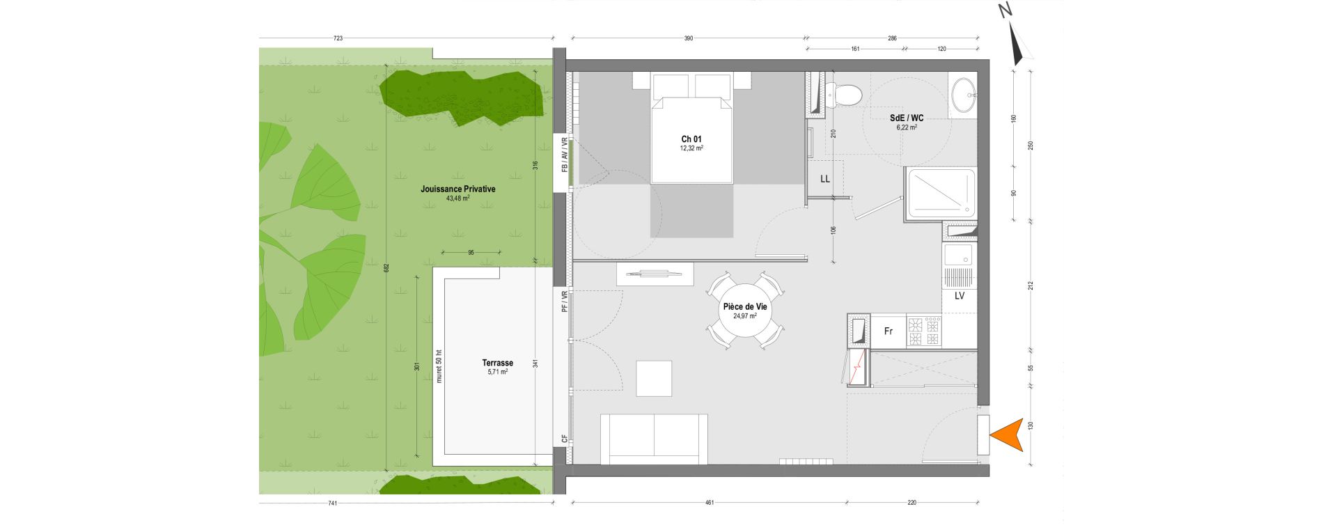 Appartement T2 de 43,51 m2 &agrave; Capbreton Centre