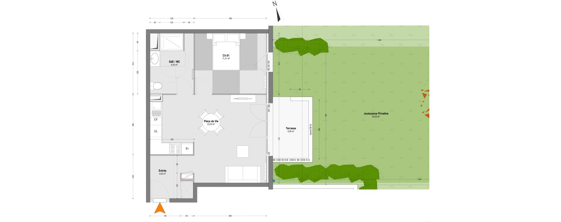 Appartement T2 de 45,61 m2 &agrave; Capbreton Centre