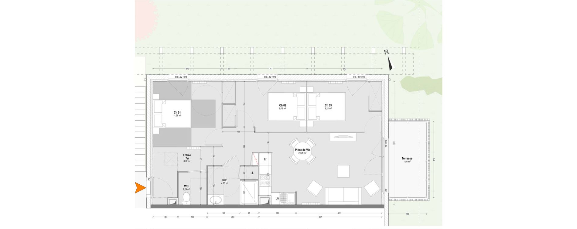 Appartement T4 de 66,92 m2 &agrave; Capbreton Centre