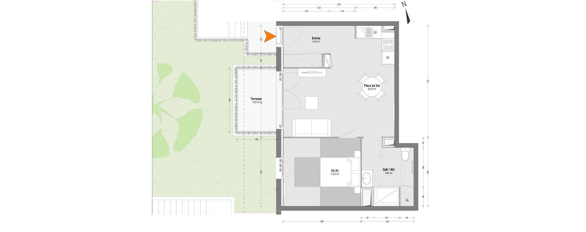 Appartement T2 de 44,73 m2 &agrave; Capbreton Centre
