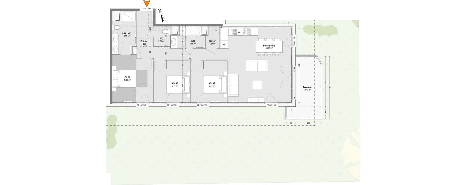 Appartement T4 de 85,83 m2 &agrave; Capbreton Centre