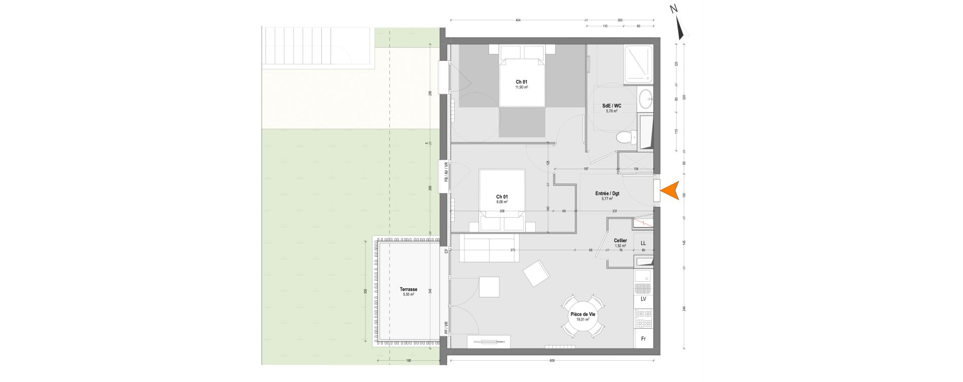 Appartement T3 de 53,54 m2 &agrave; Capbreton Centre