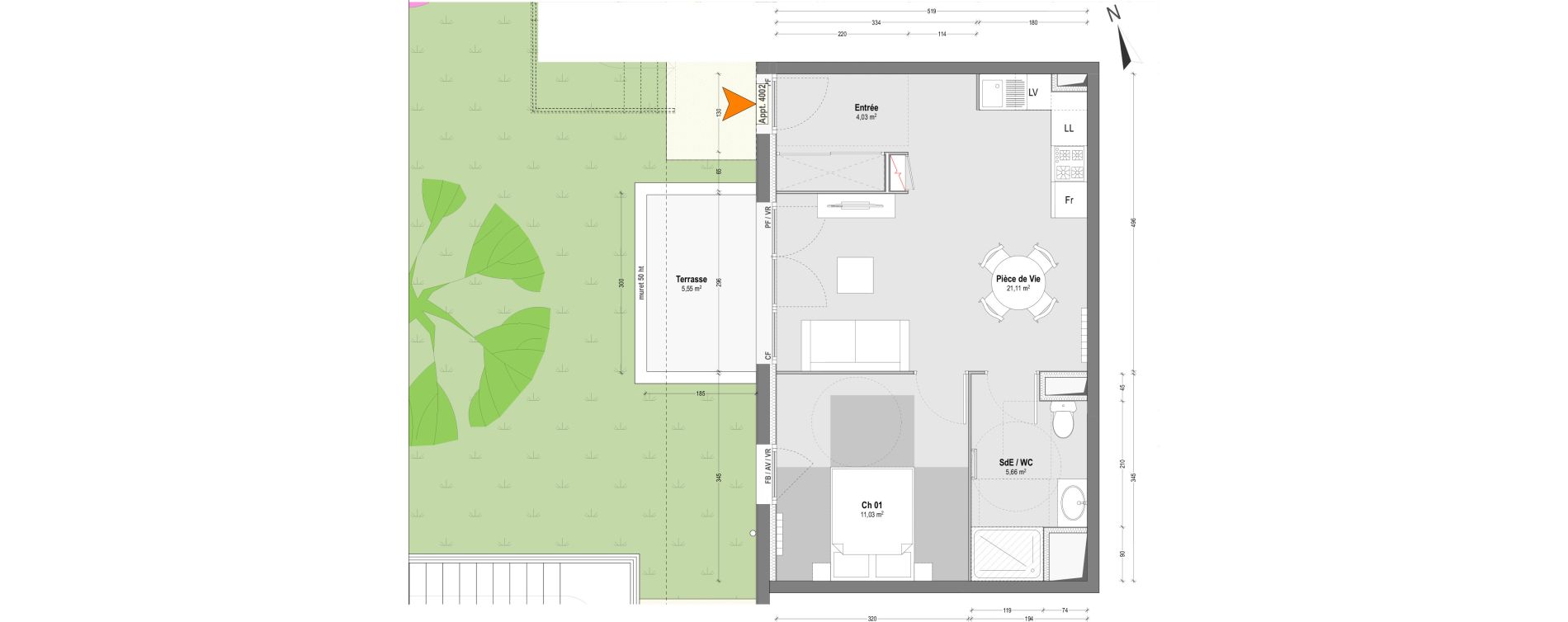 Appartement T2 de 41,83 m2 &agrave; Capbreton Centre