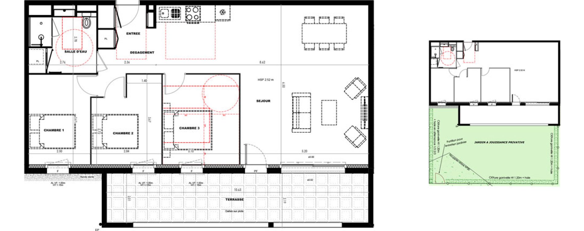 Appartement T4 de 87,34 m2 &agrave; Castets Centre