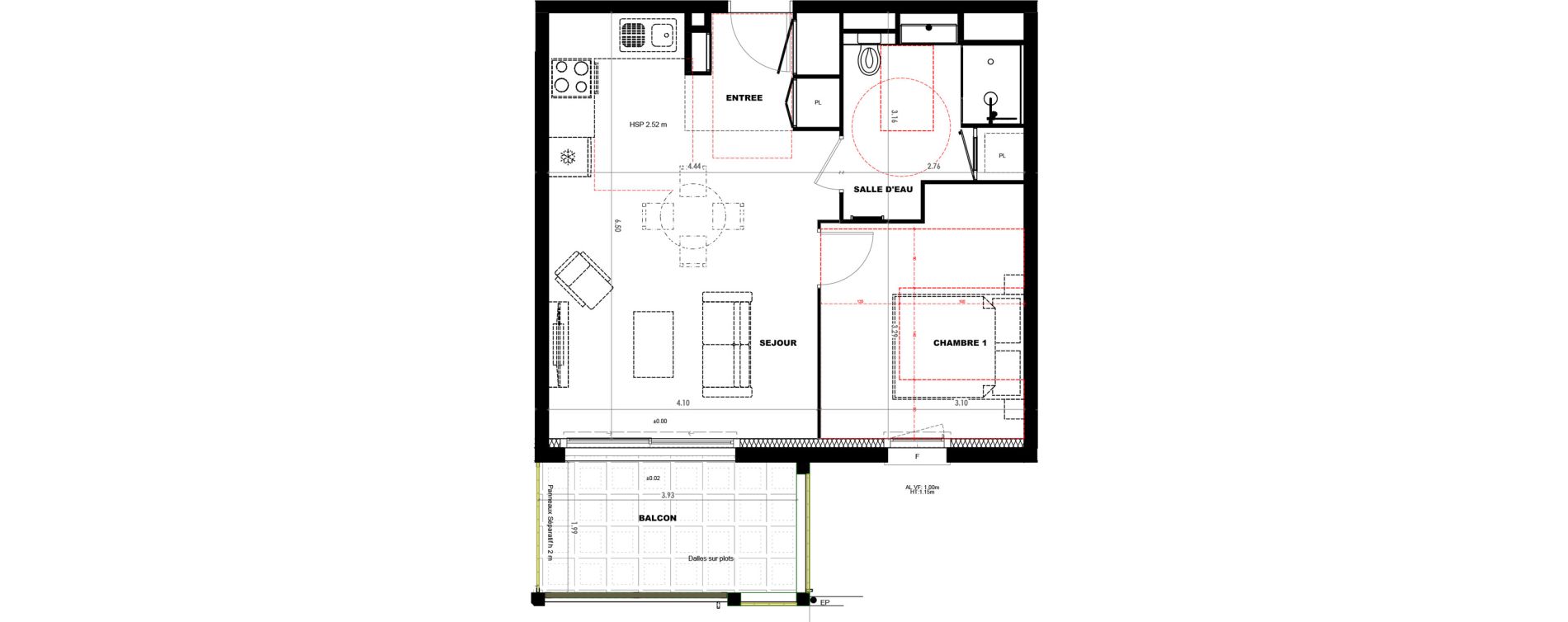 Appartement T2 de 45,52 m2 &agrave; Castets Centre