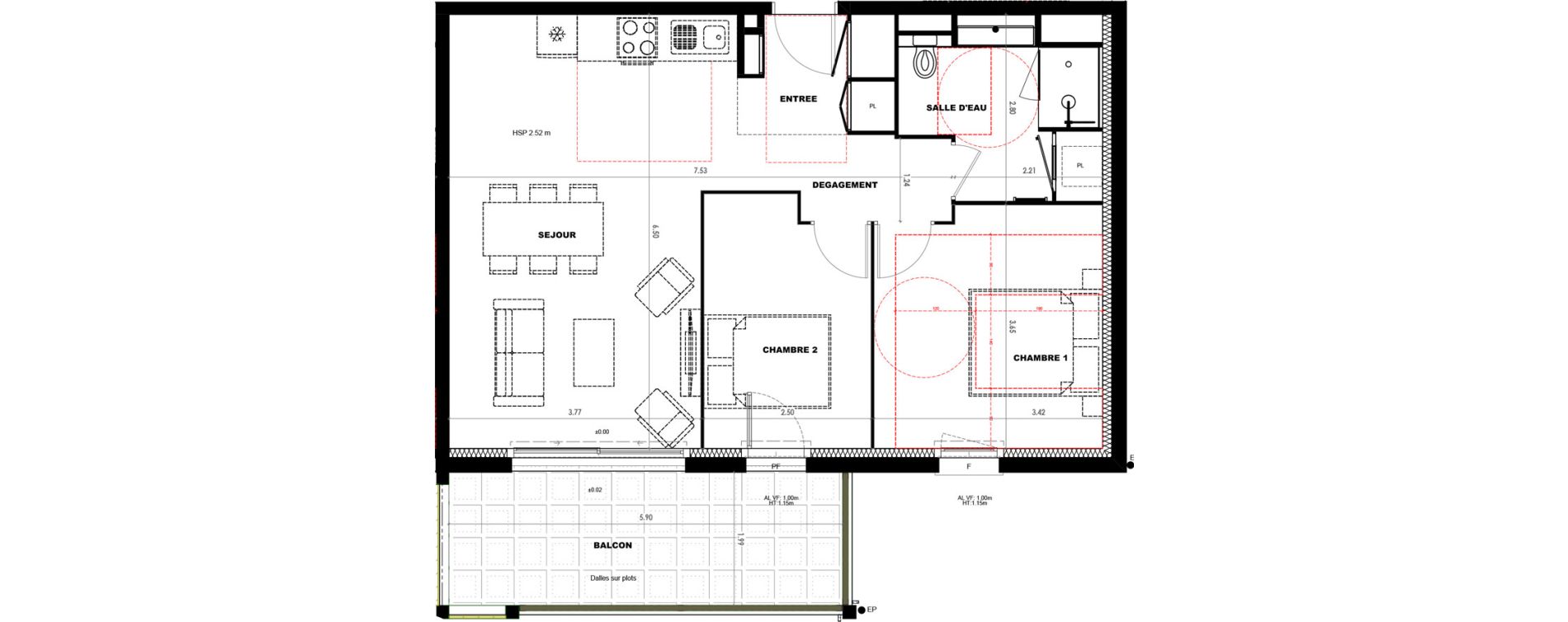 Appartement T3 de 61,66 m2 &agrave; Castets Centre