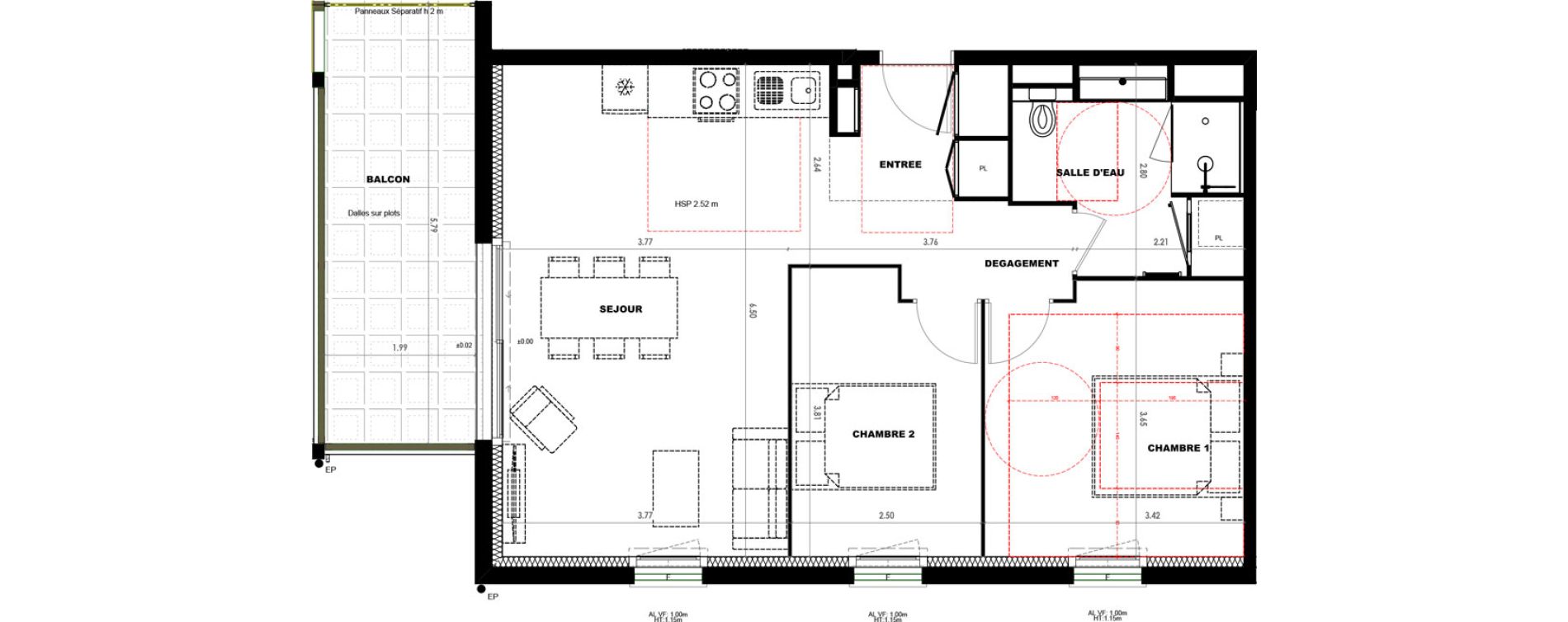 Appartement T3 de 61,66 m2 &agrave; Castets Centre